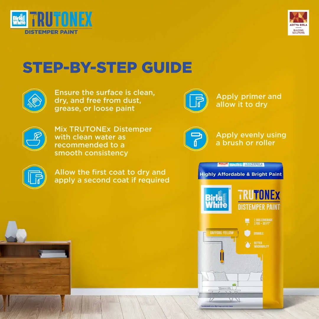 Step by step guide for Trutonex Distemper Paint.